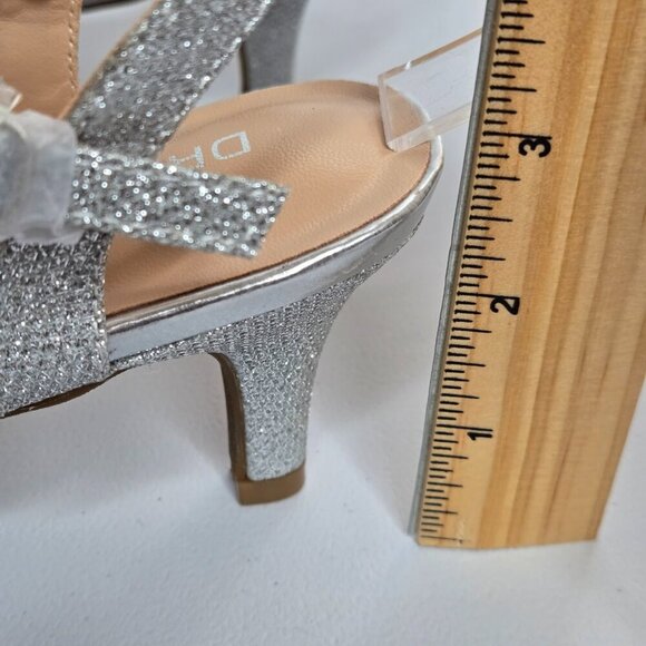 Dream Pairs Silver Glitter Rhinestone Strap Low Heel Dress Sandal Shoe Sz 7.5 - Picture 10 of 12